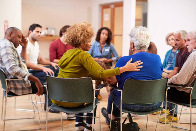 people in a support or therapy group